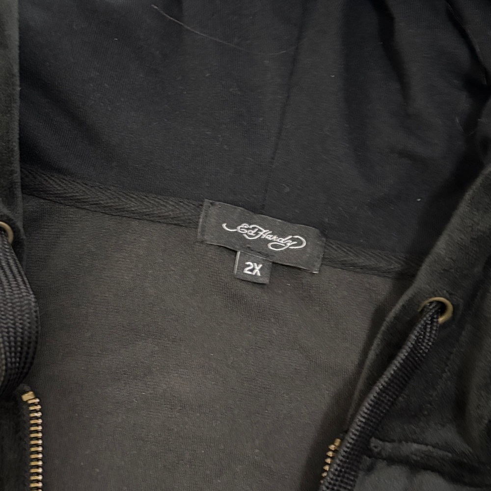 Ed Hardy Black Velour Tracksuit with Rhinestone Detail - Picture 2 of 6